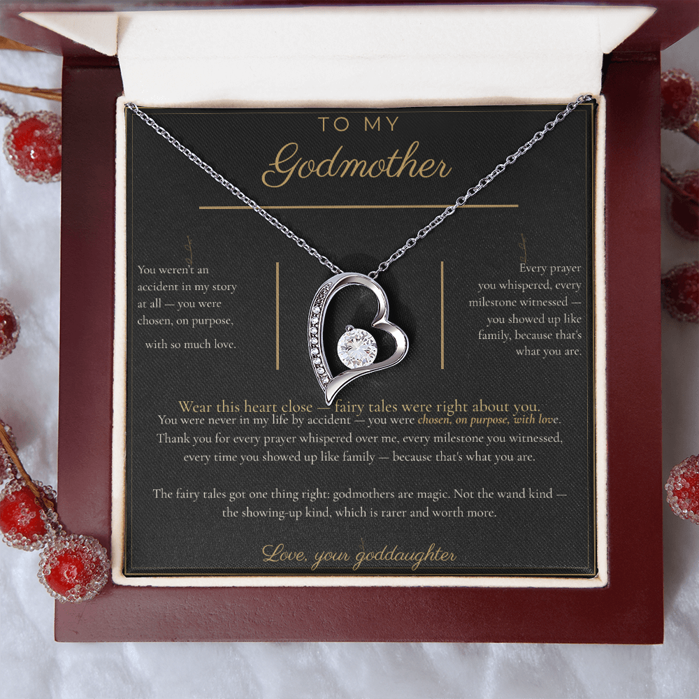 To My Godmother Necklace - Forever Love Pendant with Message Card, Christmas Gift for Godmother
