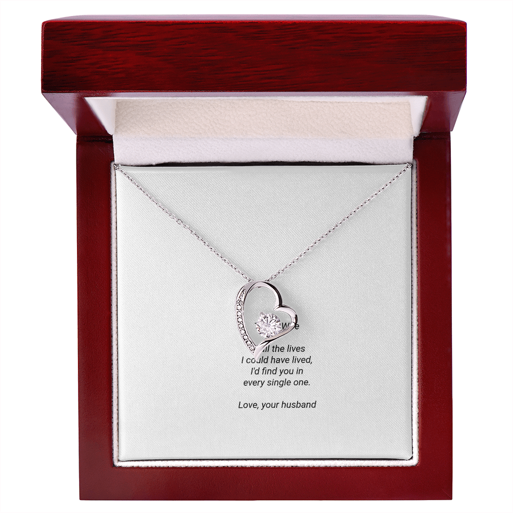 To My Wife Necklace - Forever Love Pendant with Message Card, Romantic Christmas Gift for Wife