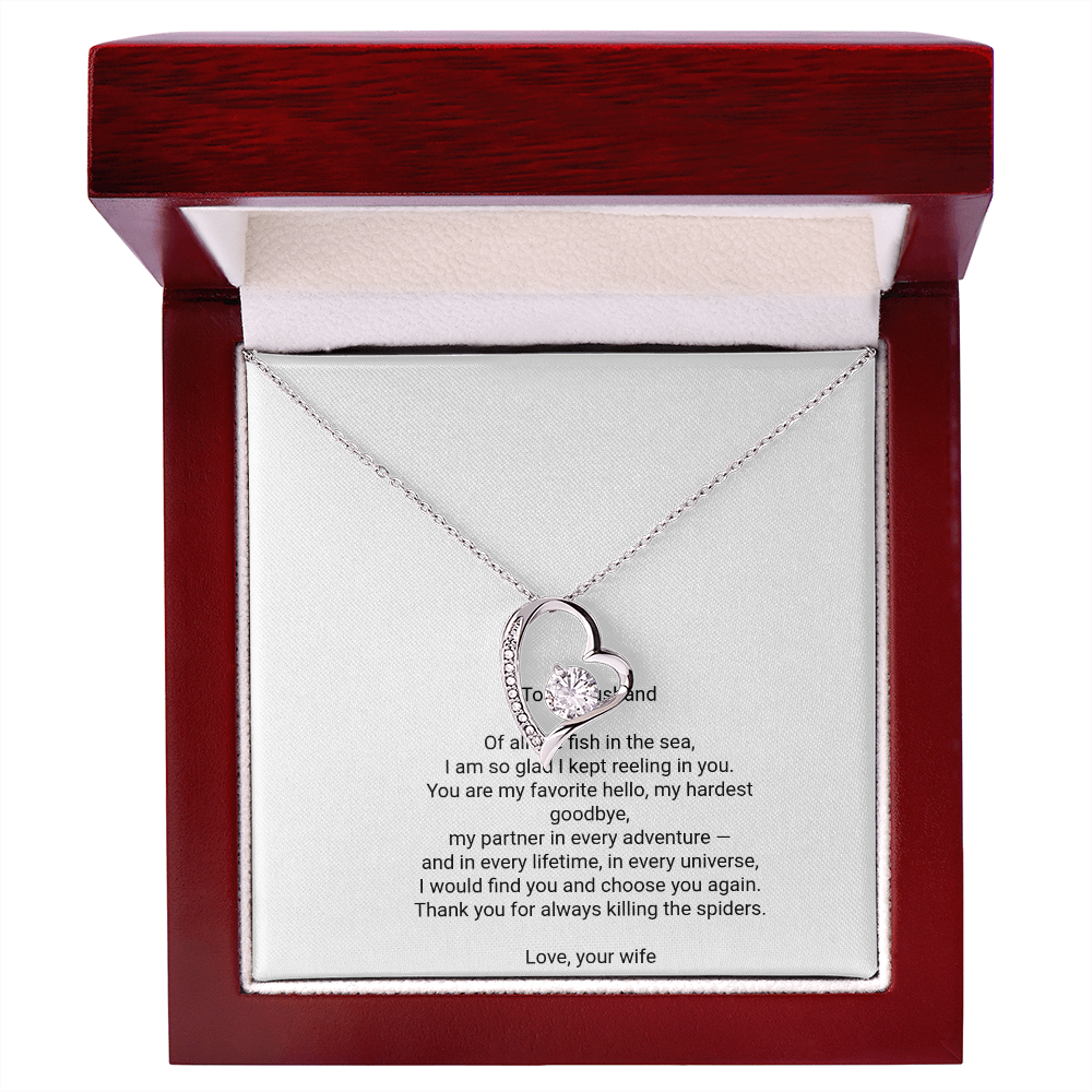 To My Husband Necklace - Forever Love Pendant with Message Card, Romantic Christmas Gift for Husband from Wife