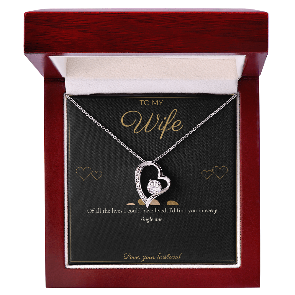 To My Wife Necklace - Forever Love Pendant with Message Card, Romantic Christmas Gift for Wife