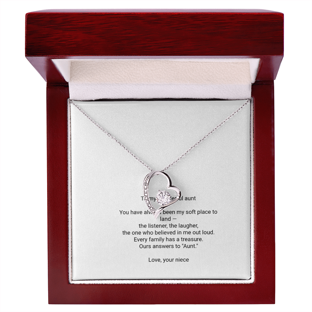 To My Aunt Necklace - Forever Love Pendant with Message Card, Christmas Gift for Aunt from Niece