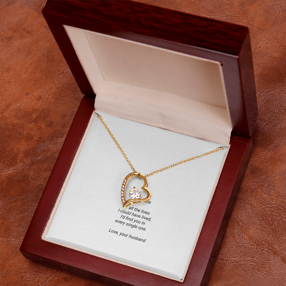 To My Wife Necklace - Forever Love Pendant with Message Card, Romantic Christmas Gift for Wife