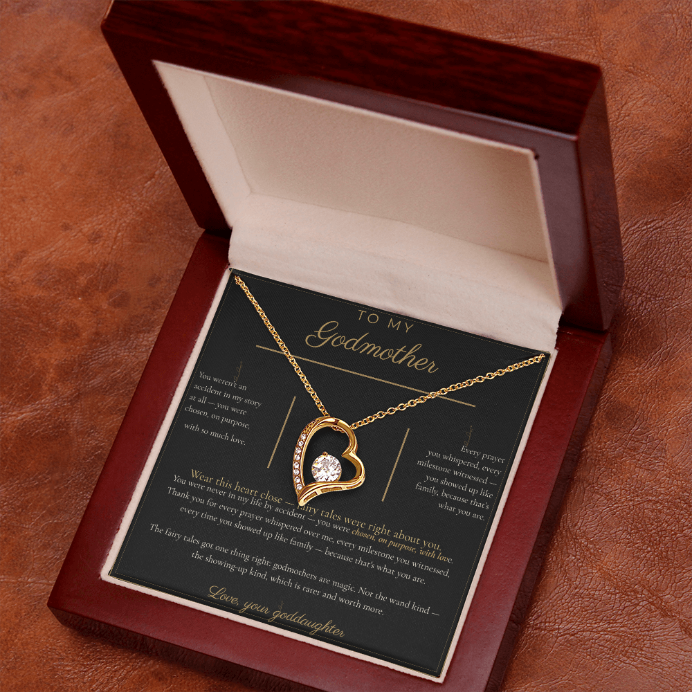 To My Godmother Necklace - Forever Love Pendant with Message Card, Christmas Gift for Godmother