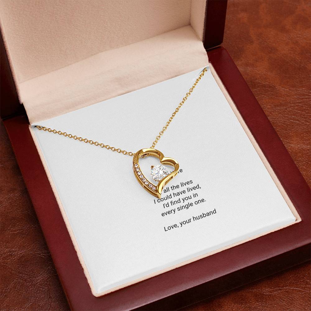 To My Wife Necklace - Forever Love Pendant with Message Card, Romantic Christmas Gift for Wife