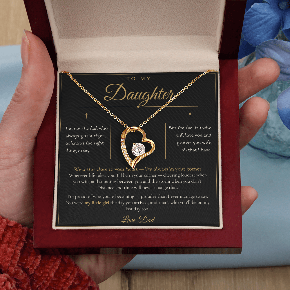 To My Daughter Necklace - Forever Love Pendant with Message Card, Christmas Gift for Daughter from Dad