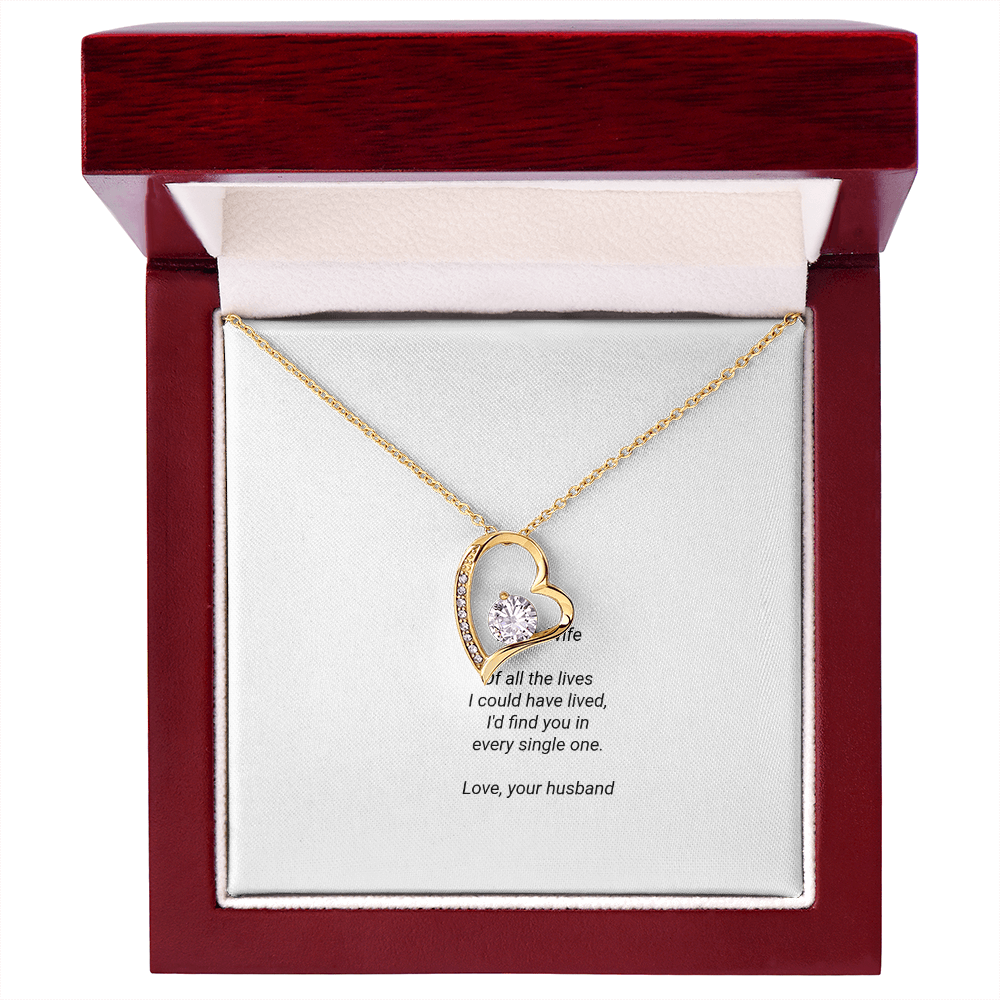 To My Wife Necklace - Forever Love Pendant with Message Card, Romantic Christmas Gift for Wife