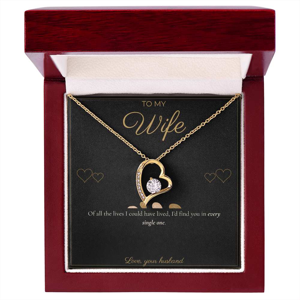 To My Wife Necklace - Forever Love Pendant with Message Card, Romantic Christmas Gift for Wife