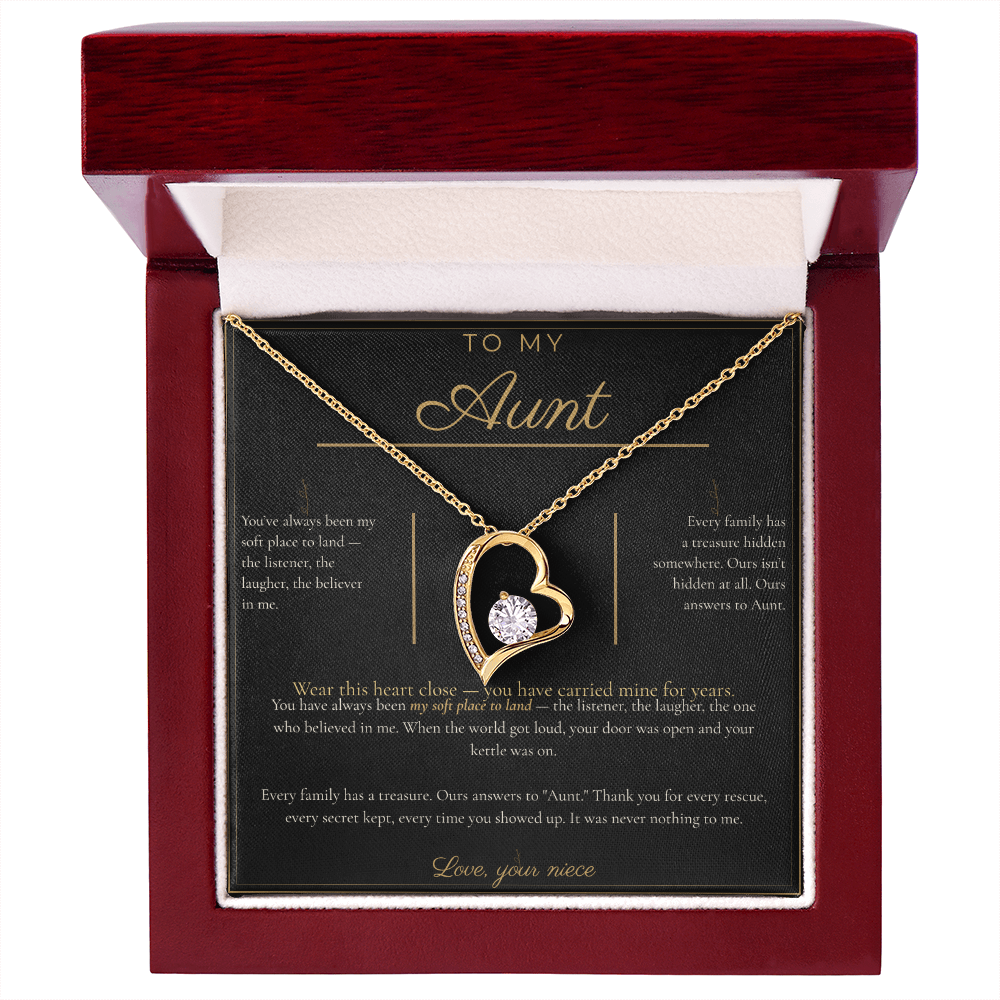To My Aunt Necklace - Forever Love Pendant with Message Card, Christmas Gift for Aunt from Niece