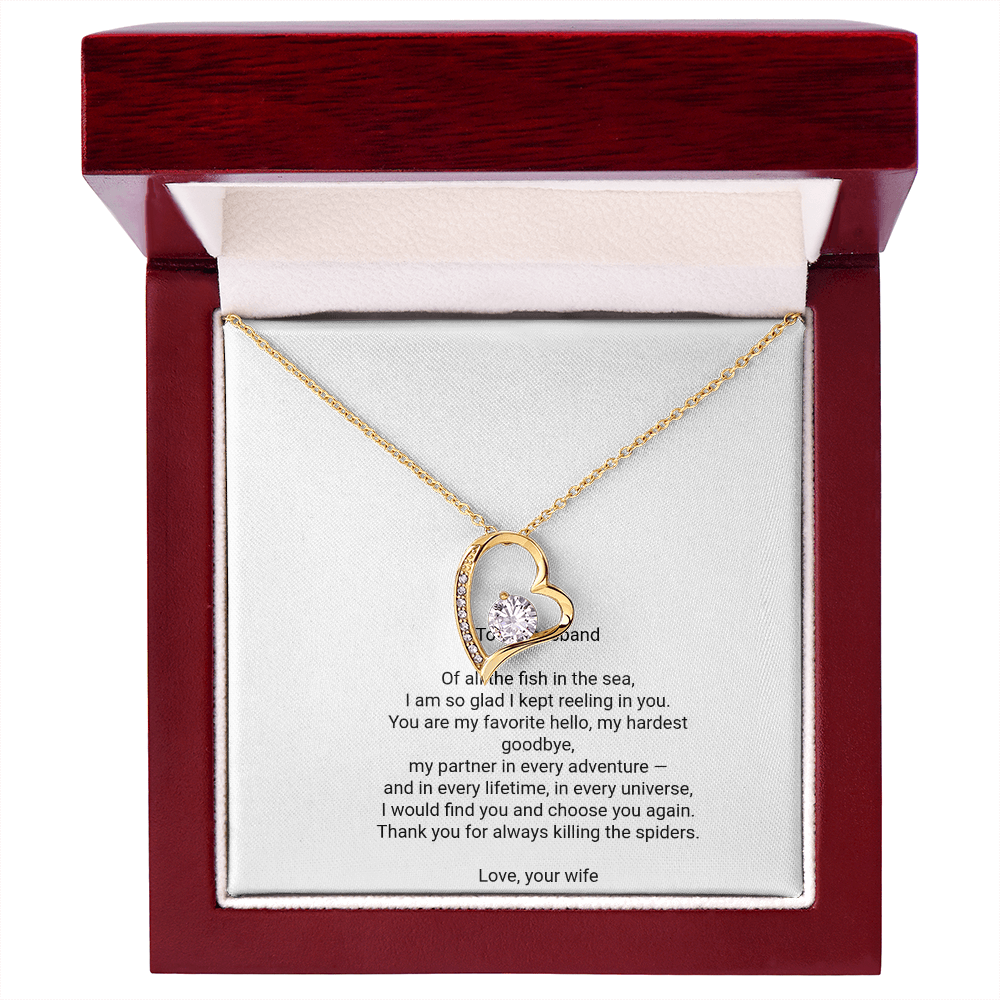 To My Husband Necklace - Forever Love Pendant with Message Card, Romantic Christmas Gift for Husband from Wife