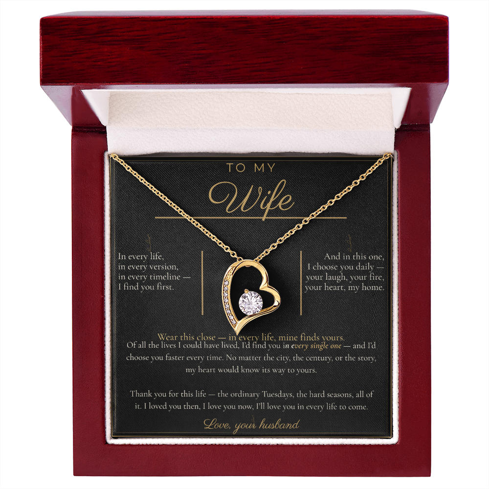 To My Wife Necklace - Forever Love Pendant with Message Card, Romantic Christmas Gift for Wife