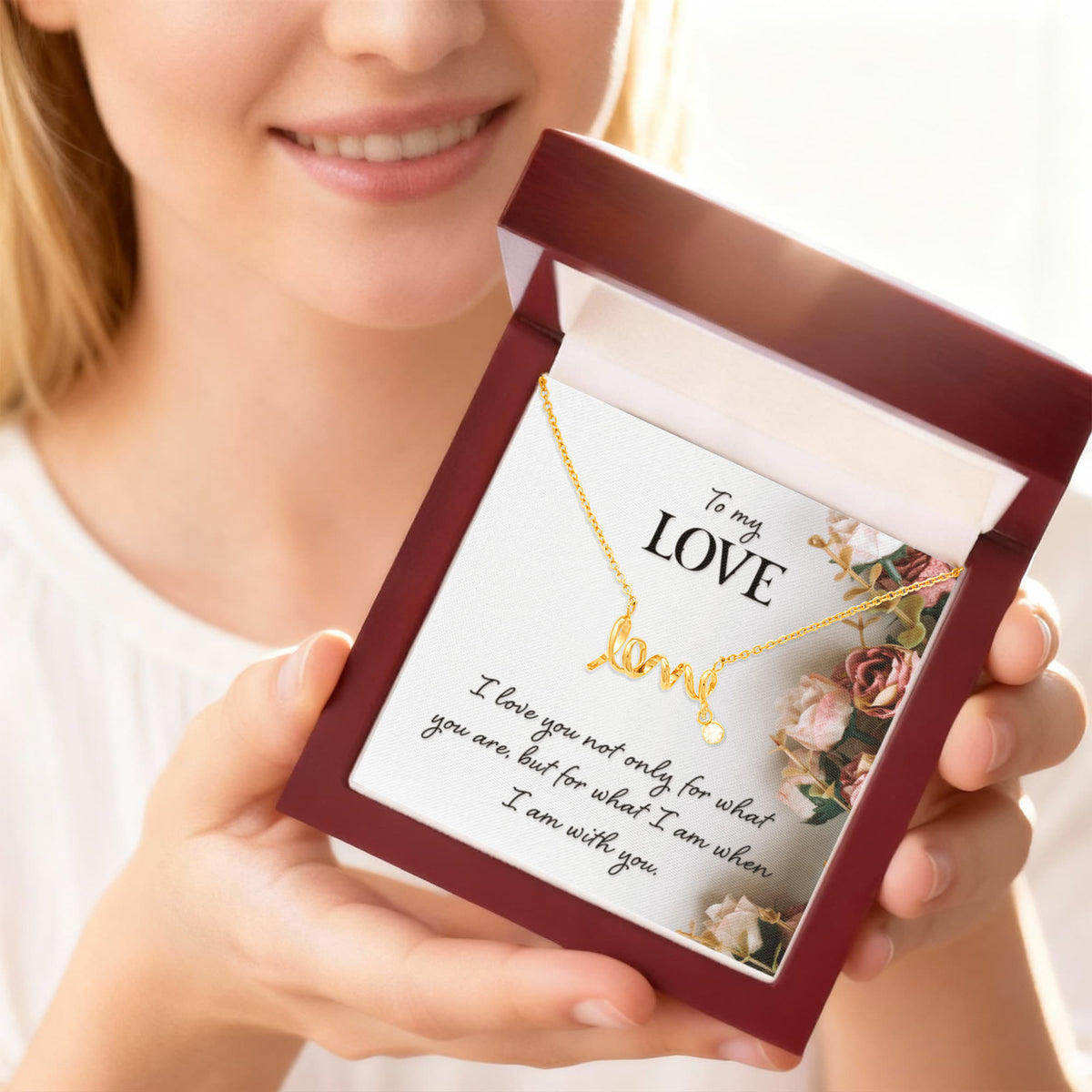 To My Love Scripted Love Necklace, When I Am With You Card Gift