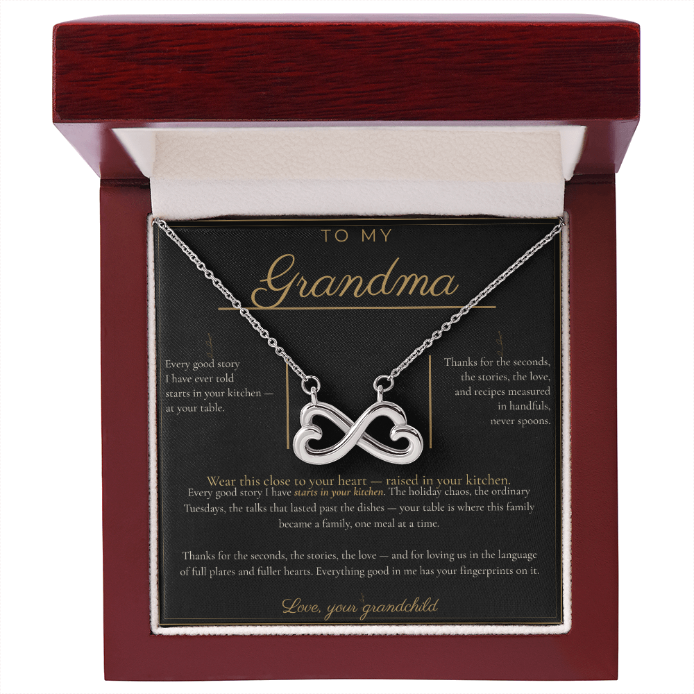 To My Grandma Necklace - Everlasting Love Pendant with Message Card, Funny Christmas Gift for Grandma from Grandkids