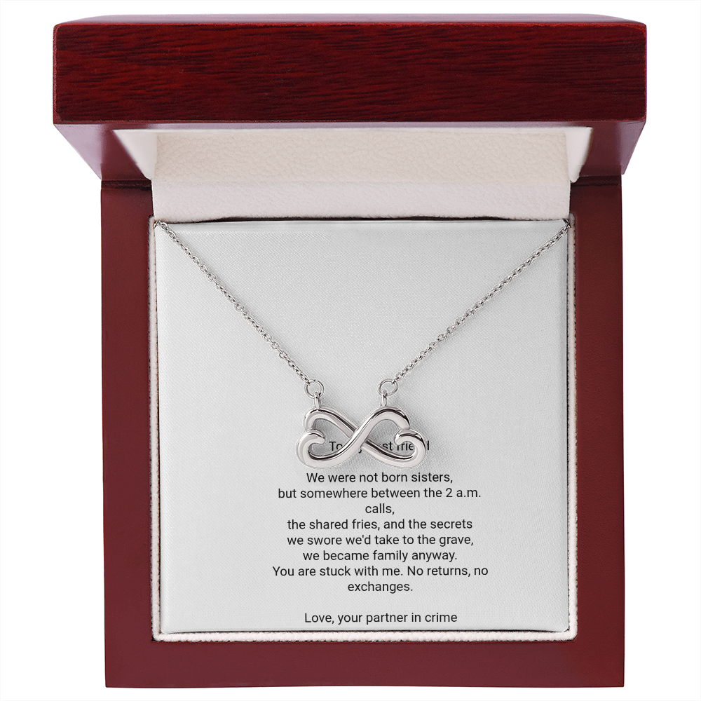 To My Best Friend Necklace - Everlasting Love Pendant with Message Card, Funny Christmas Gift for Best Friend