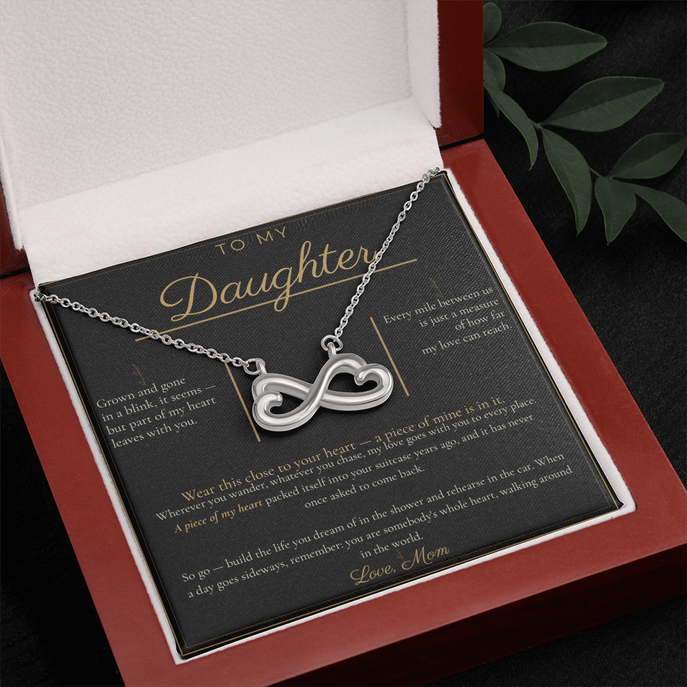 To My Daughter Necklace - Everlasting Love Pendant with Message Card, Christmas Gift for Daughter from Mom
