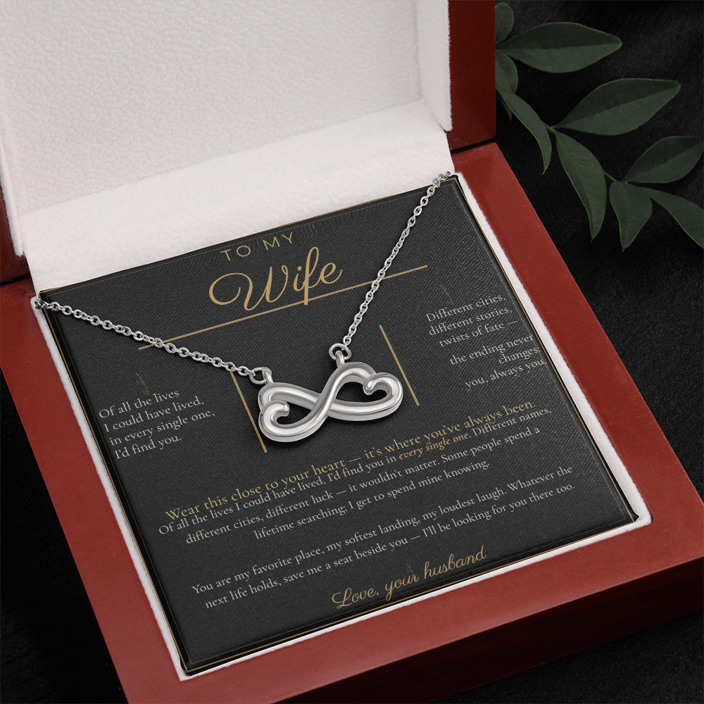 To My Wife Necklace - Everlasting Love Pendant with Message Card, Romantic Christmas Gift for Wife
