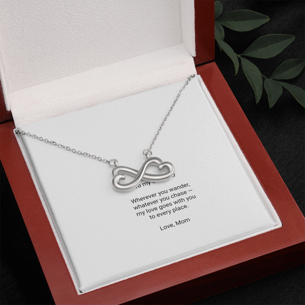 To My Daughter Necklace - Everlasting Love Pendant with Message Card, Christmas Gift for Daughter from Mom