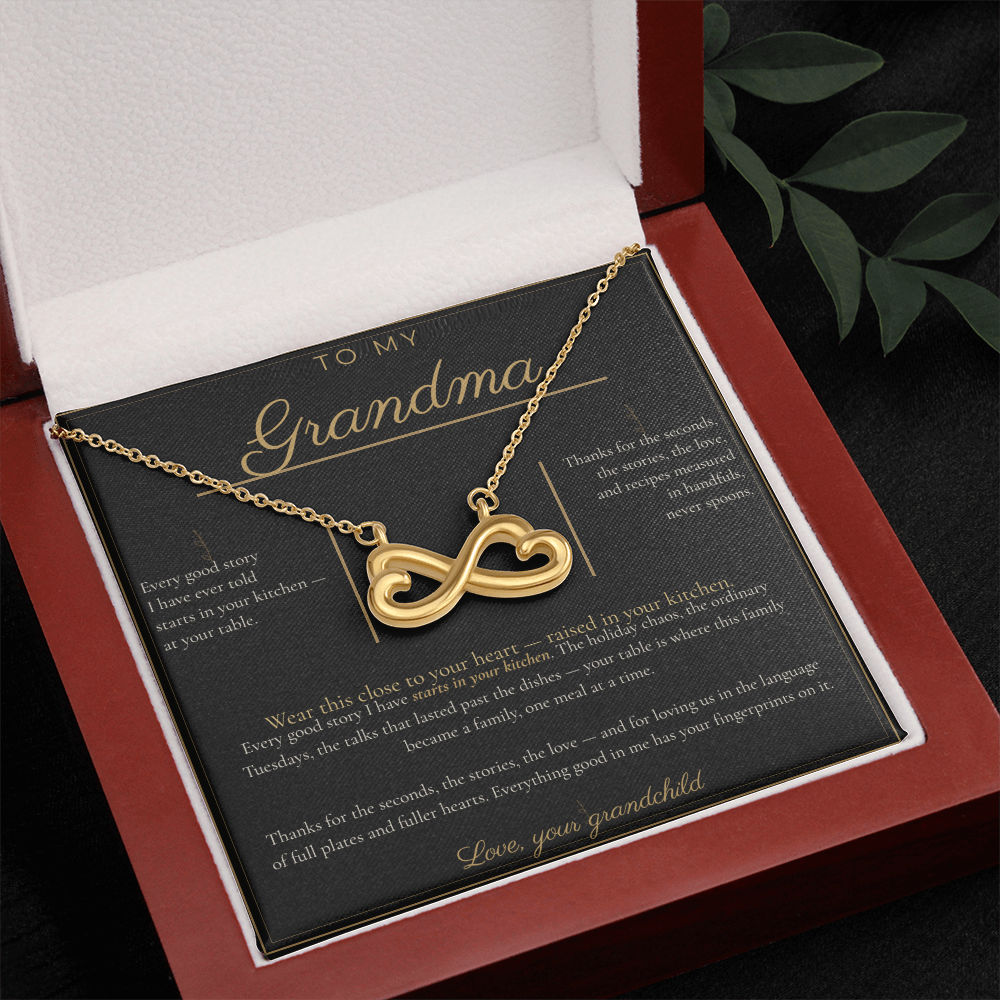 To My Grandma Necklace - Everlasting Love Pendant with Message Card, Funny Christmas Gift for Grandma from Grandkids