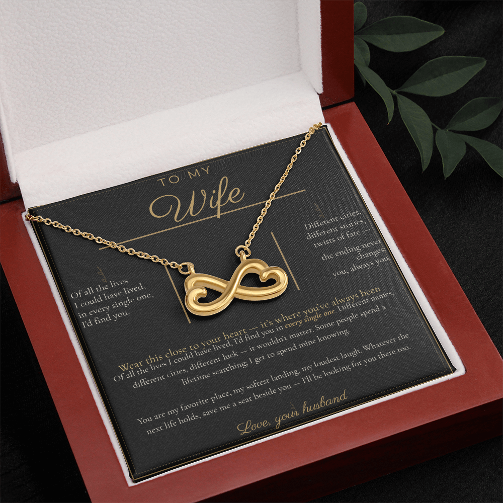 To My Wife Necklace - Everlasting Love Pendant with Message Card, Romantic Christmas Gift for Wife