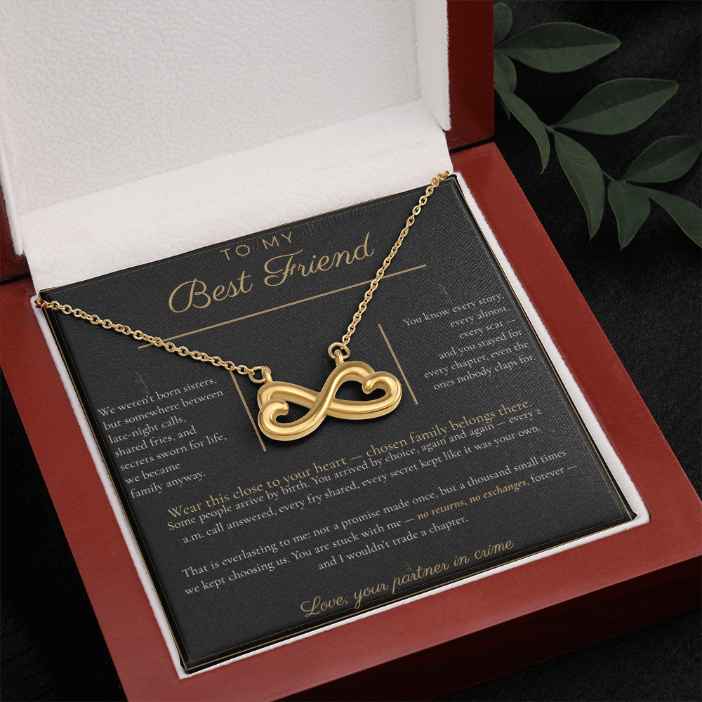To My Best Friend Necklace - Everlasting Love Pendant with Message Card, Funny Christmas Gift for Best Friend
