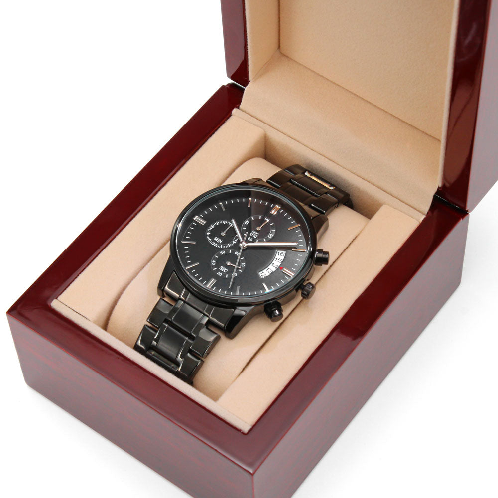 I Hooked The Best Dad — Engraved Black Chronograph Watch