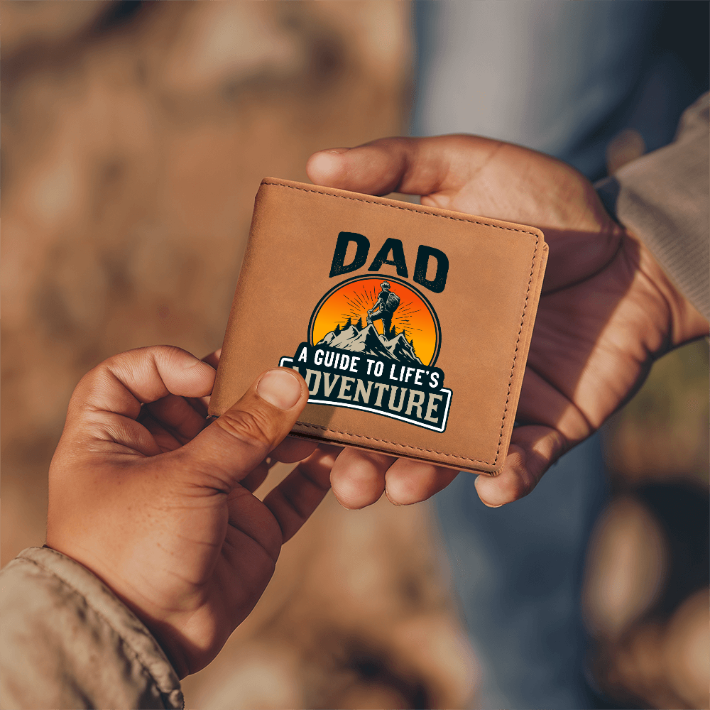 Dad, Adventure Awaits — Graphic Leather Wallet
