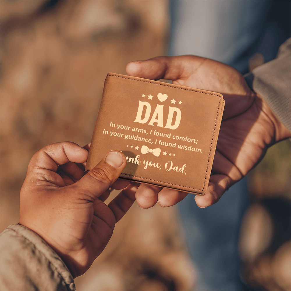Dad, In Your Arms I Found Comfort — Graphic Leather Wallet