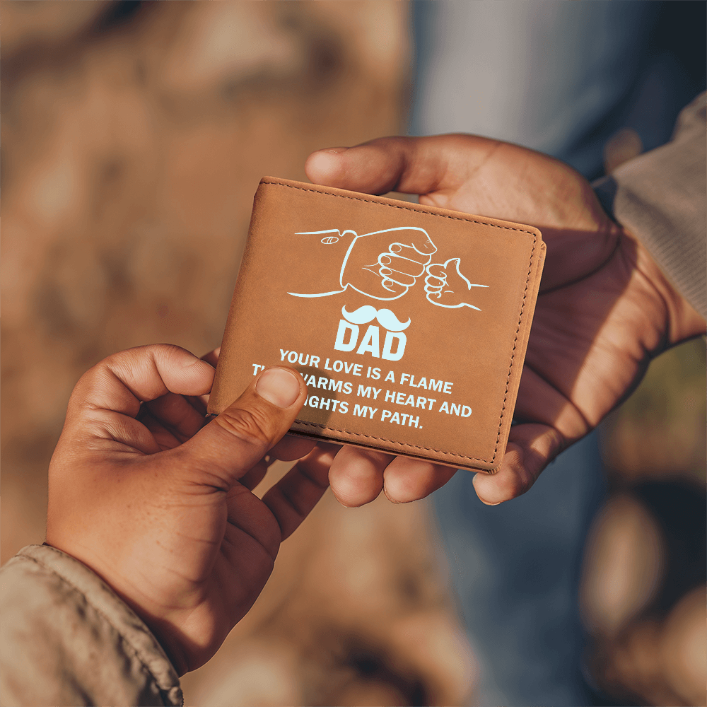 Dad, Your Love Is A Flame — Graphic Leather Wallet