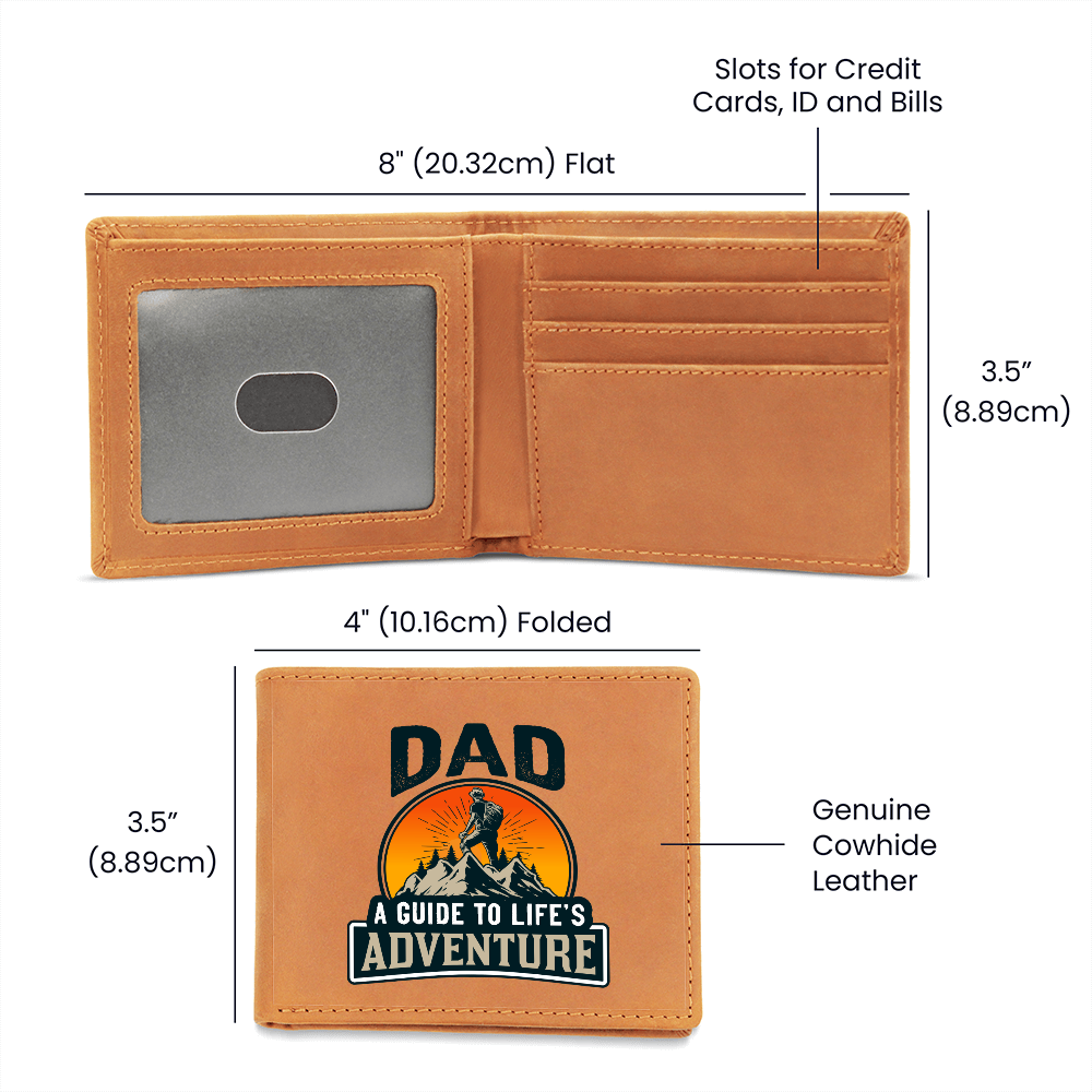 Dad, Adventure Awaits — Graphic Leather Wallet