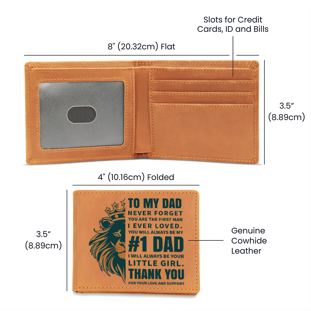 To My Dad, Never Forget — #1 Dad — Graphic Leather Wallet