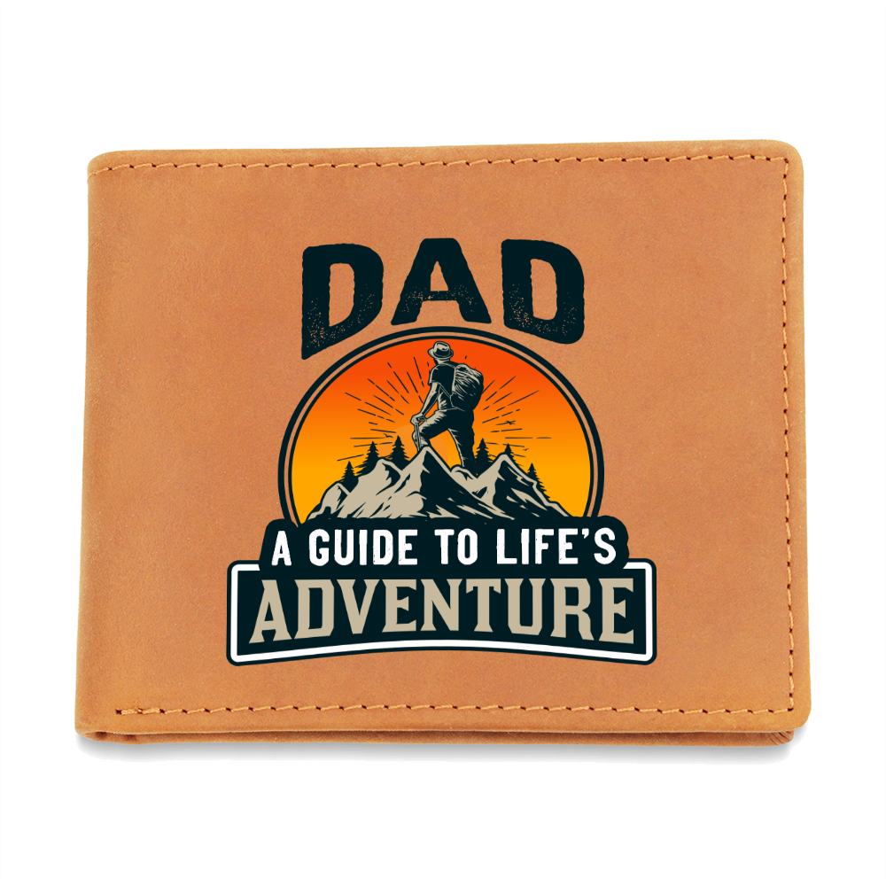 Dad, Adventure Awaits — Graphic Leather Wallet