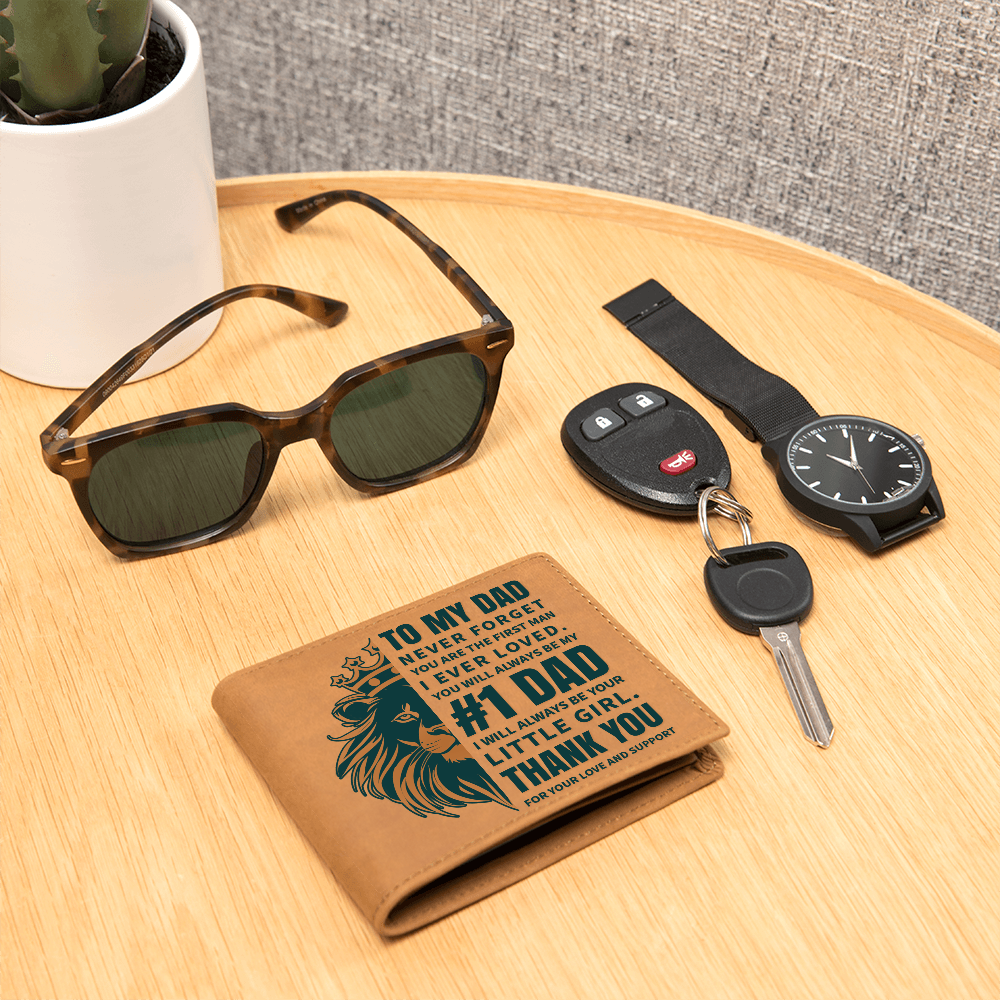 To My Dad, Never Forget — #1 Dad — Graphic Leather Wallet