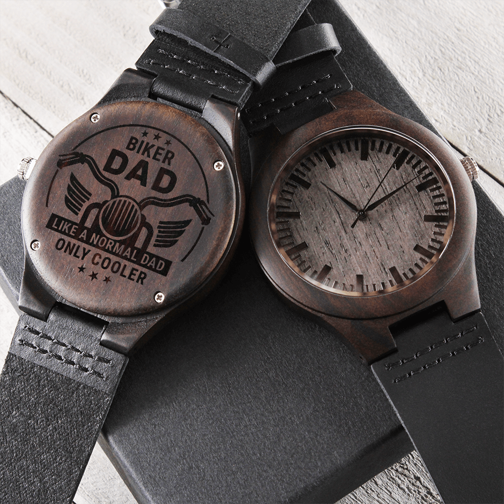 Biker Dad — Engraved Wood Watch