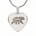 Mama Bear Engraved Heart Pendant Necklace - Engraved Heart Pendant with Gift Box, Mother's Day Gift for Mom