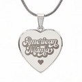 American Mama Engraved Heart Pendant Necklace - Engraved Heart Pendant with Gift Box, Patriotic Gift for Mom