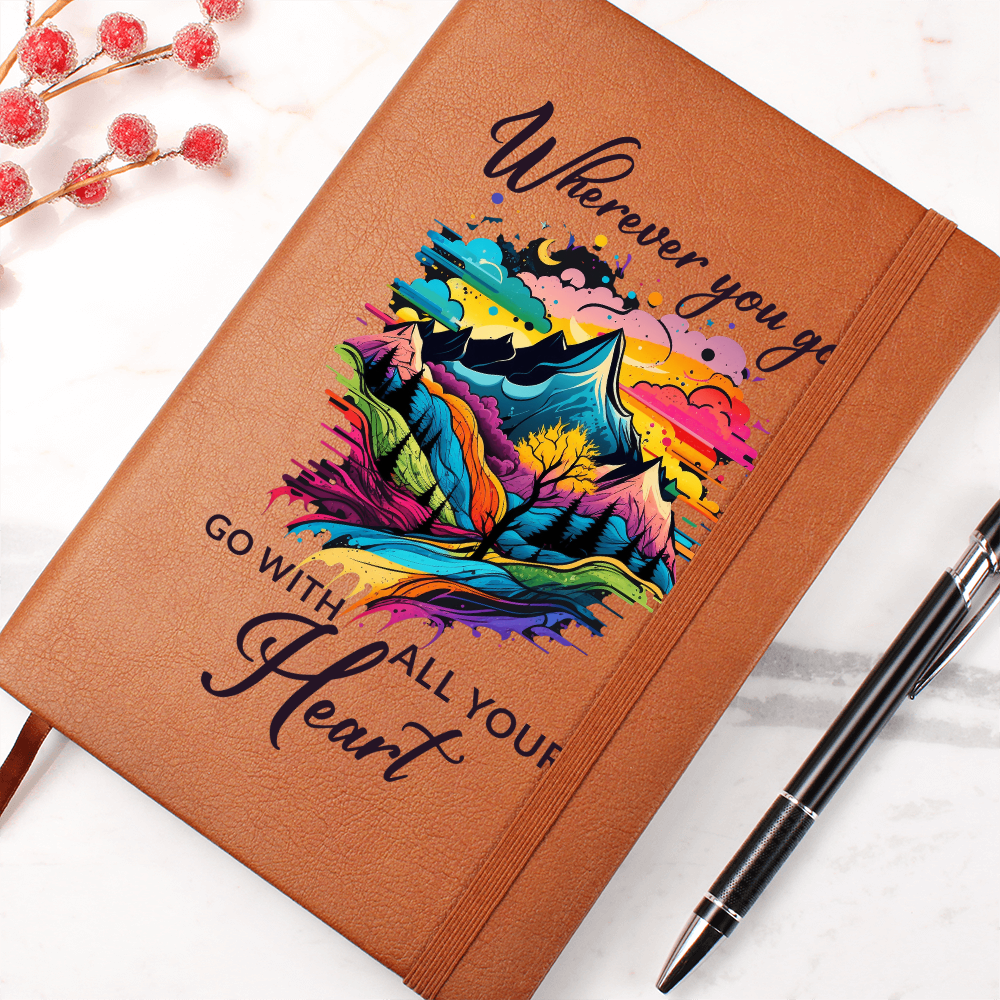 Wherever You Go, Go With All Your Heart — Graphic Leather Journal