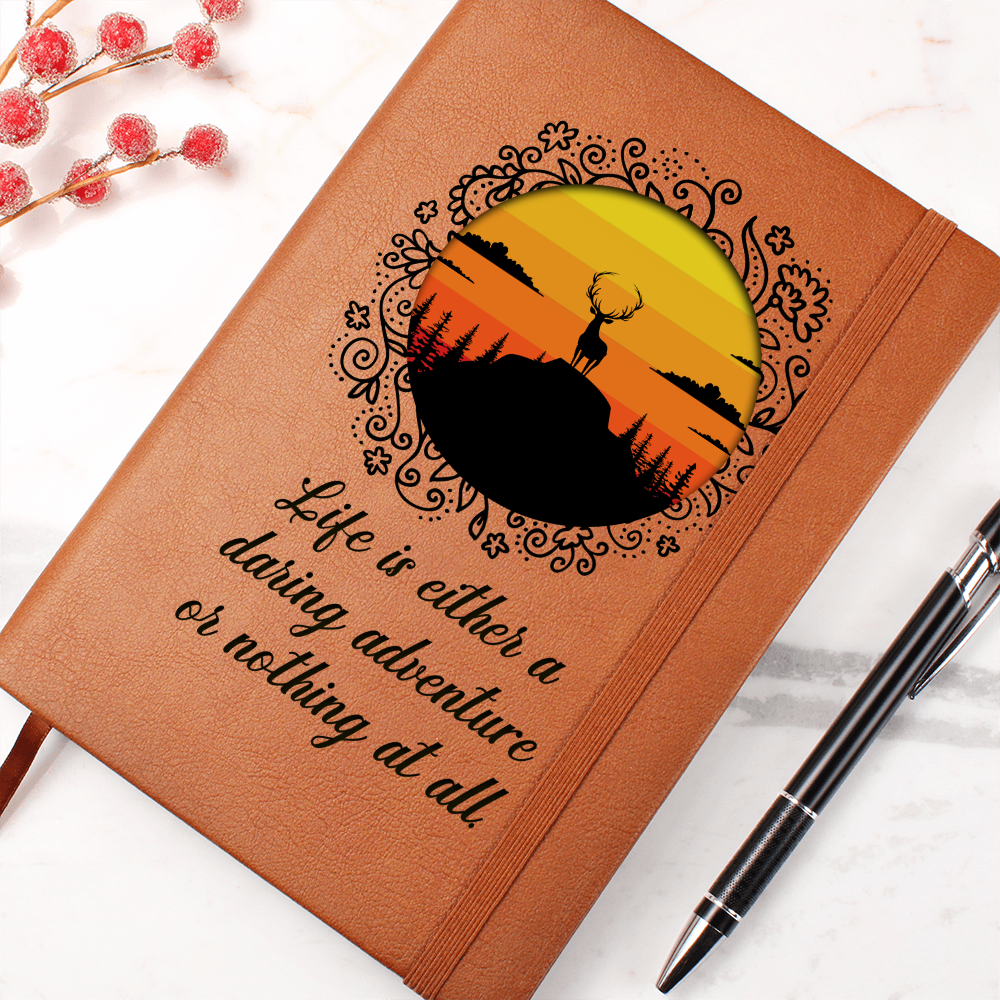 Life Is Either A Daring Adventure — Graphic Leather Journal