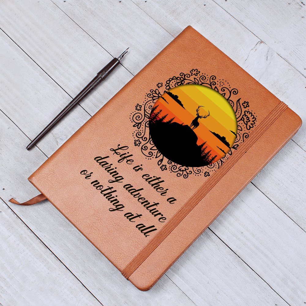 Life Is Either A Daring Adventure — Graphic Leather Journal