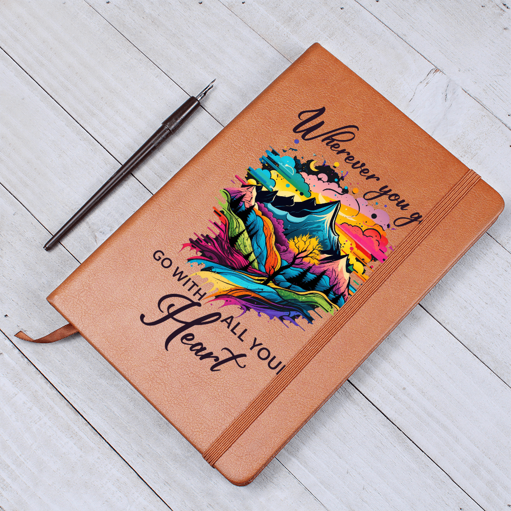 Wherever You Go, Go With All Your Heart — Graphic Leather Journal