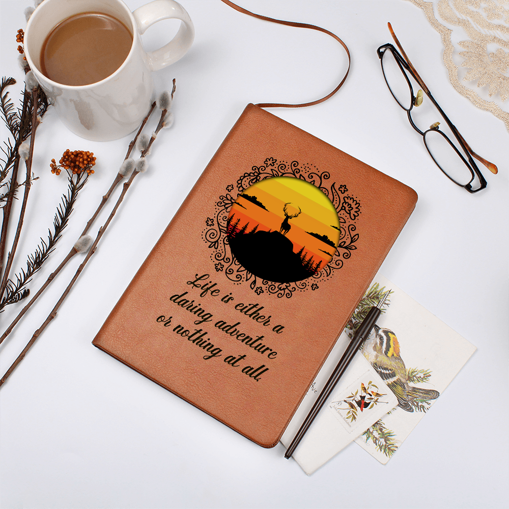 Life Is Either A Daring Adventure — Graphic Leather Journal