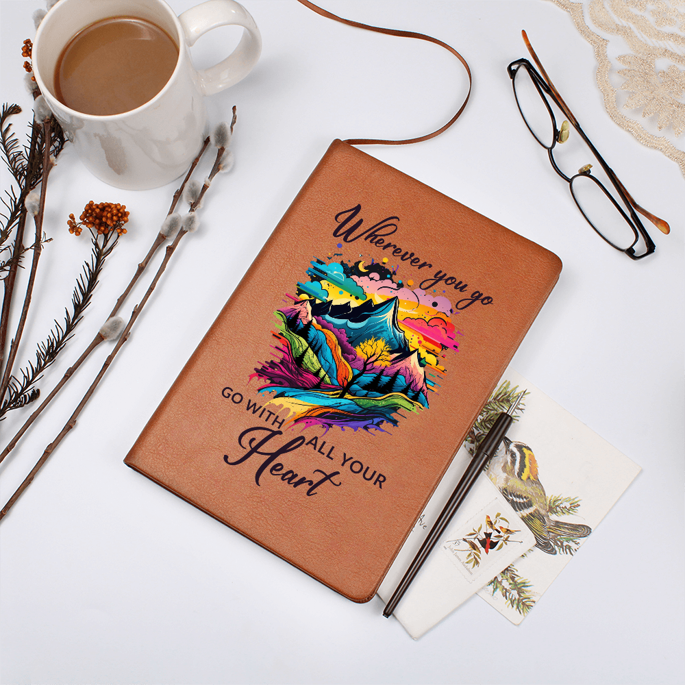 Wherever You Go, Go With All Your Heart — Graphic Leather Journal