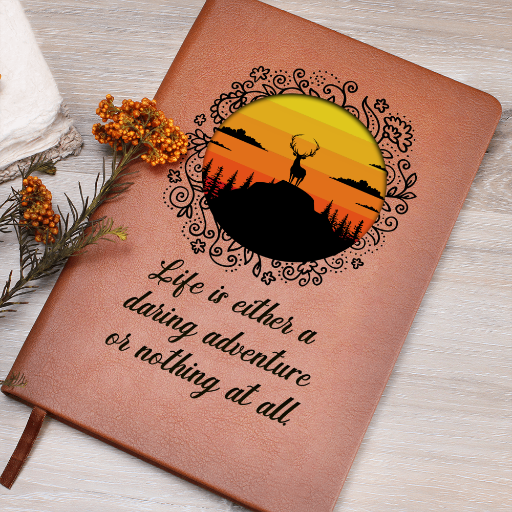Life Is Either A Daring Adventure — Graphic Leather Journal
