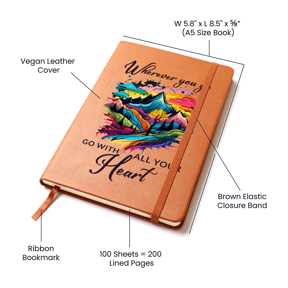 Wherever You Go, Go With All Your Heart — Graphic Leather Journal