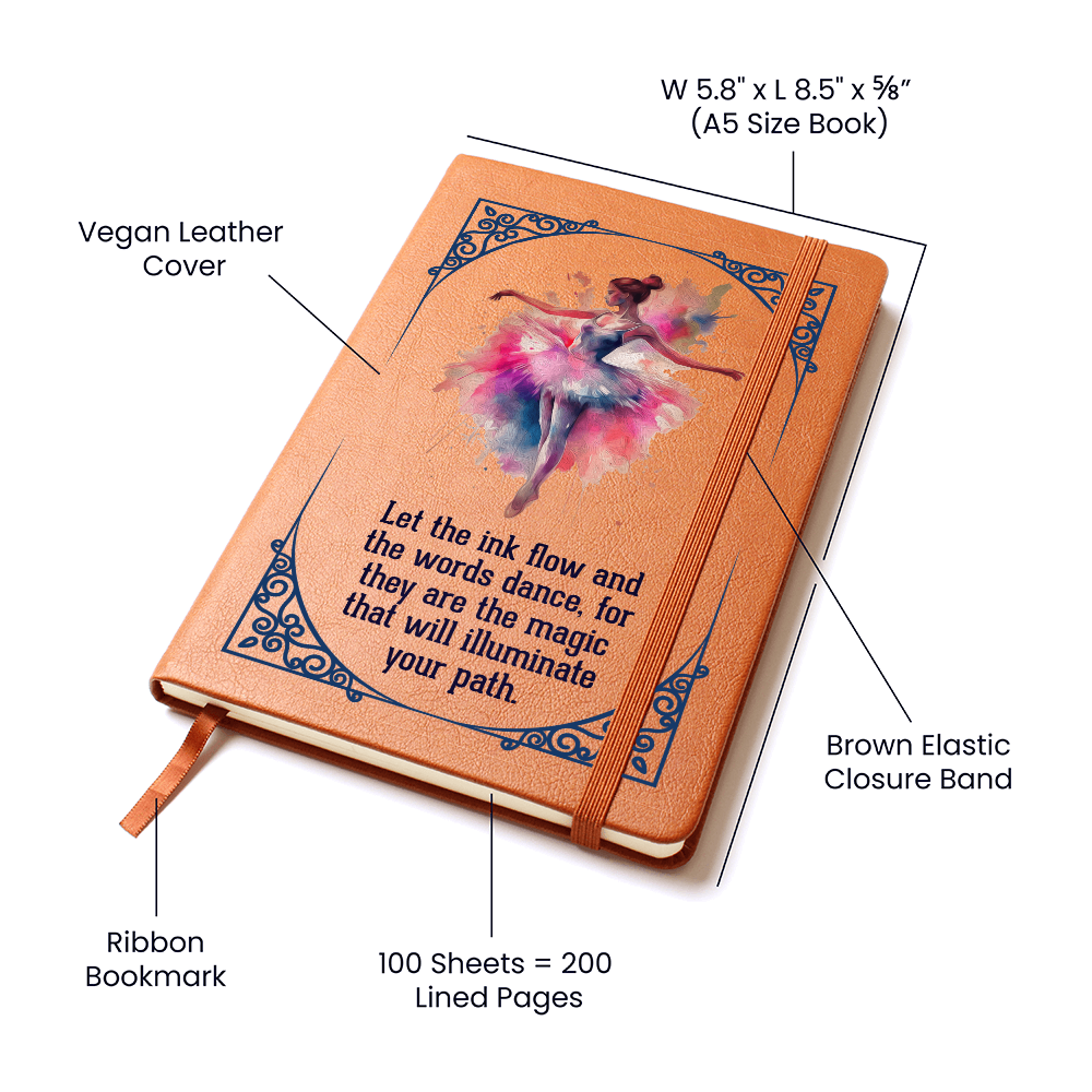 Ballerina, Let The Ink Flow — Graphic Leather Journal
