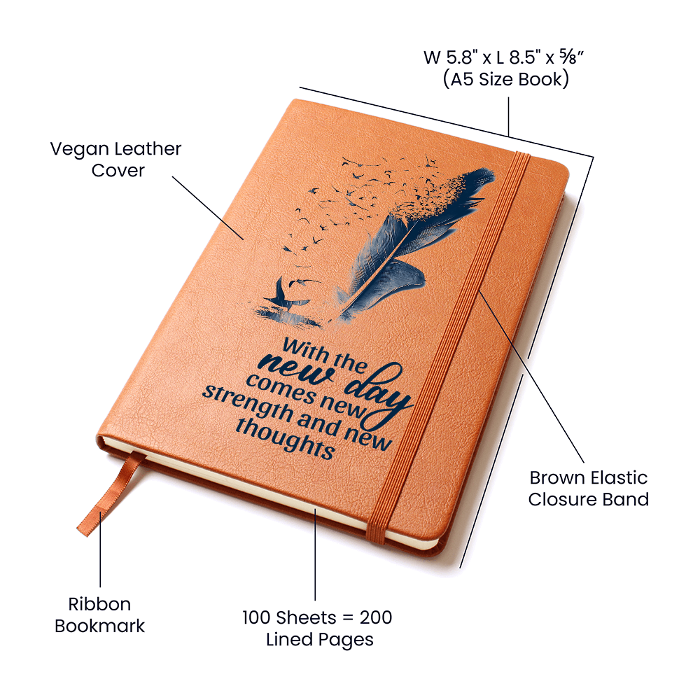 With The New Day Comes New Strength — Graphic Leather Journal