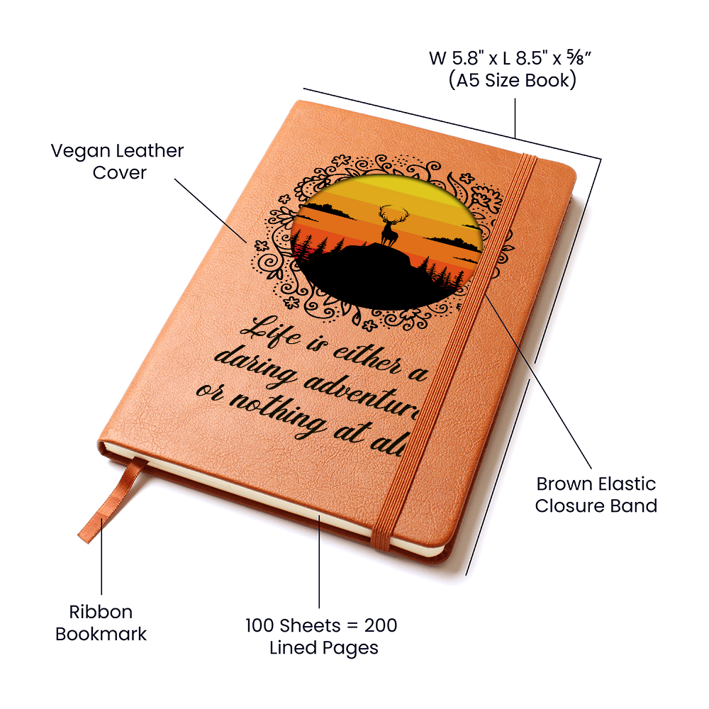 Life Is Either A Daring Adventure — Graphic Leather Journal