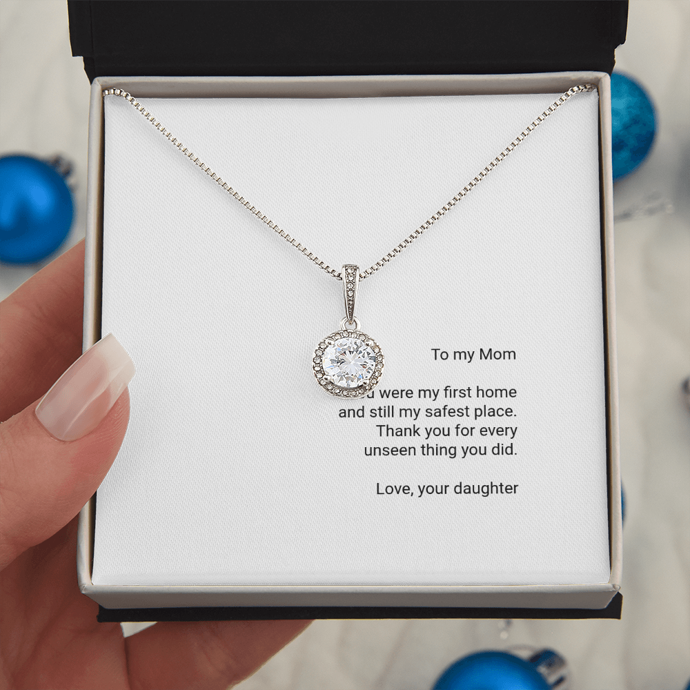 To My Mom Necklace - Eternal Hope Pendant with Message Card, Christmas Gift for Mom from Daughter