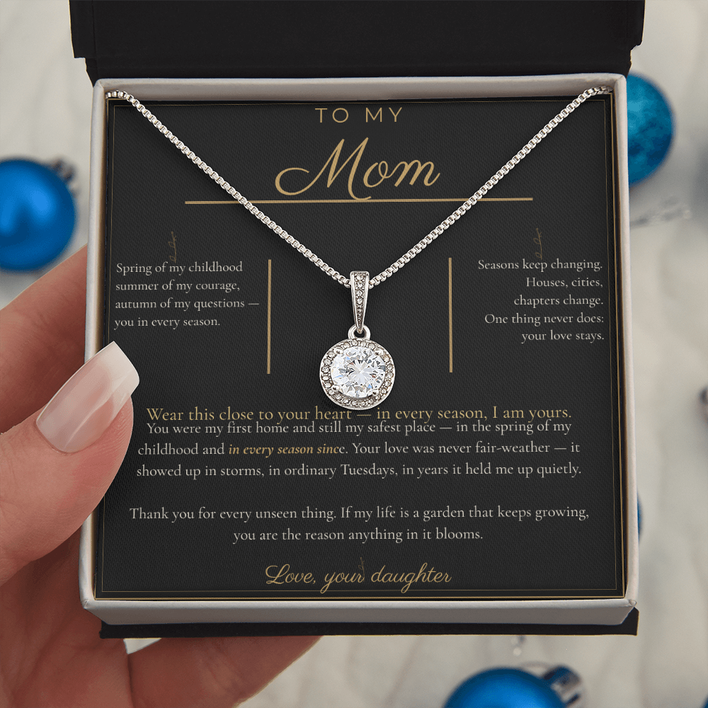 To My Mom Necklace - Eternal Hope Pendant with Message Card, Christmas Gift for Mom from Daughter