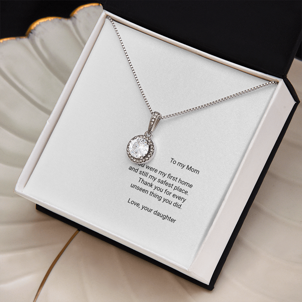 To My Mom Necklace - Eternal Hope Pendant with Message Card, Christmas Gift for Mom from Daughter