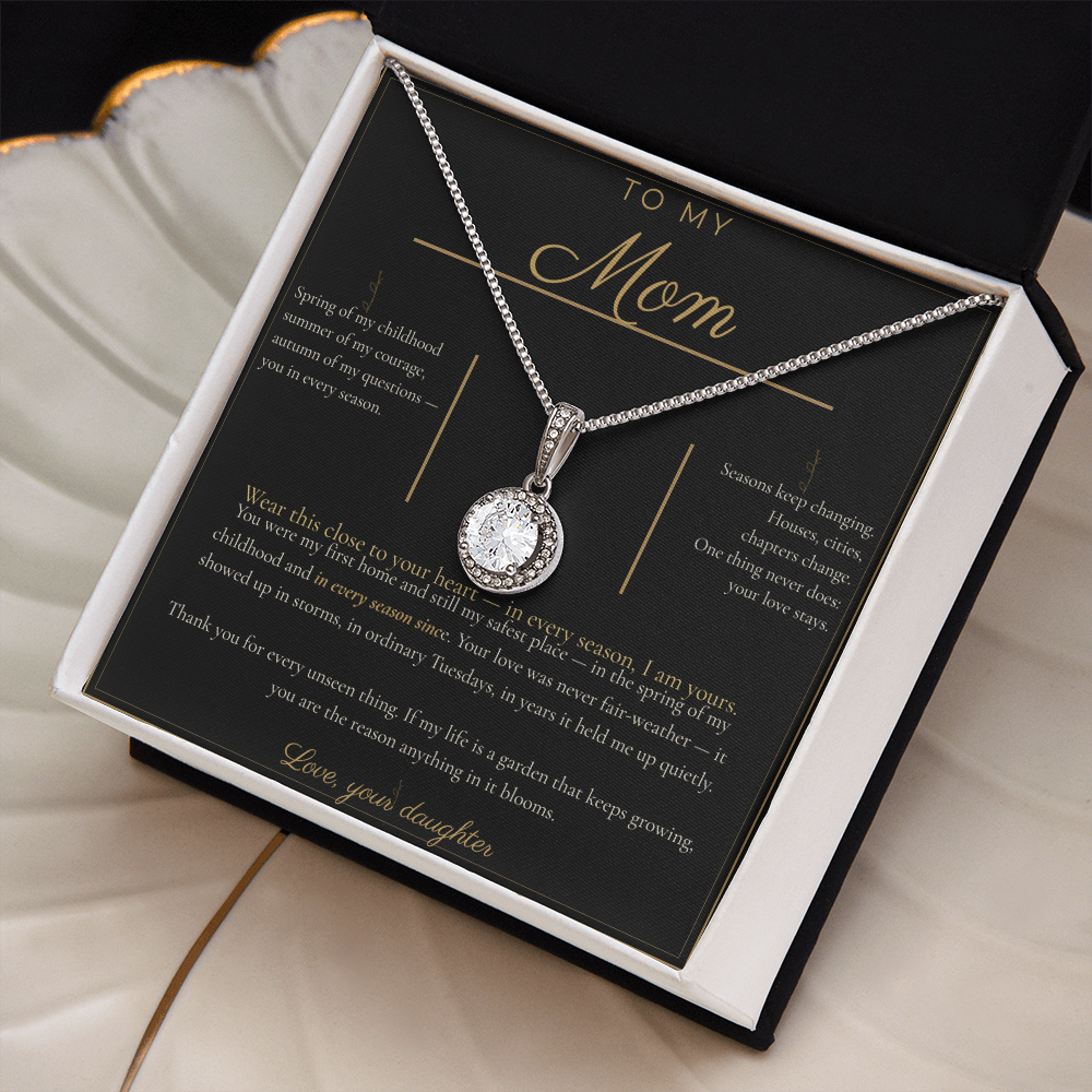 To My Mom Necklace - Eternal Hope Pendant with Message Card, Christmas Gift for Mom from Daughter