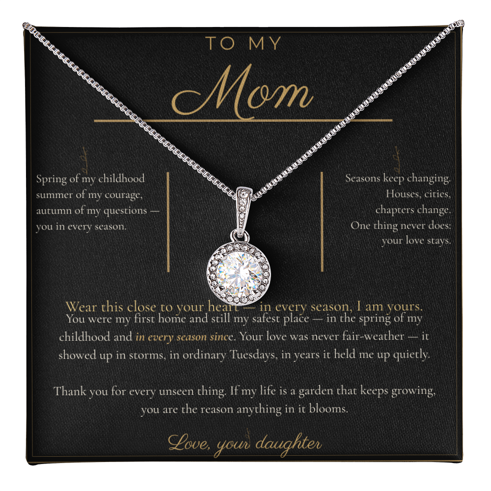To My Mom Necklace - Eternal Hope Pendant with Message Card, Christmas Gift for Mom from Daughter
